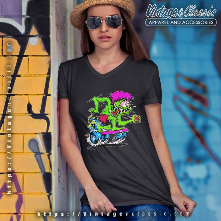 Rat Fink Skateboarding V Neck TShirt Rat Fink Skateboarding V Neck TShirt