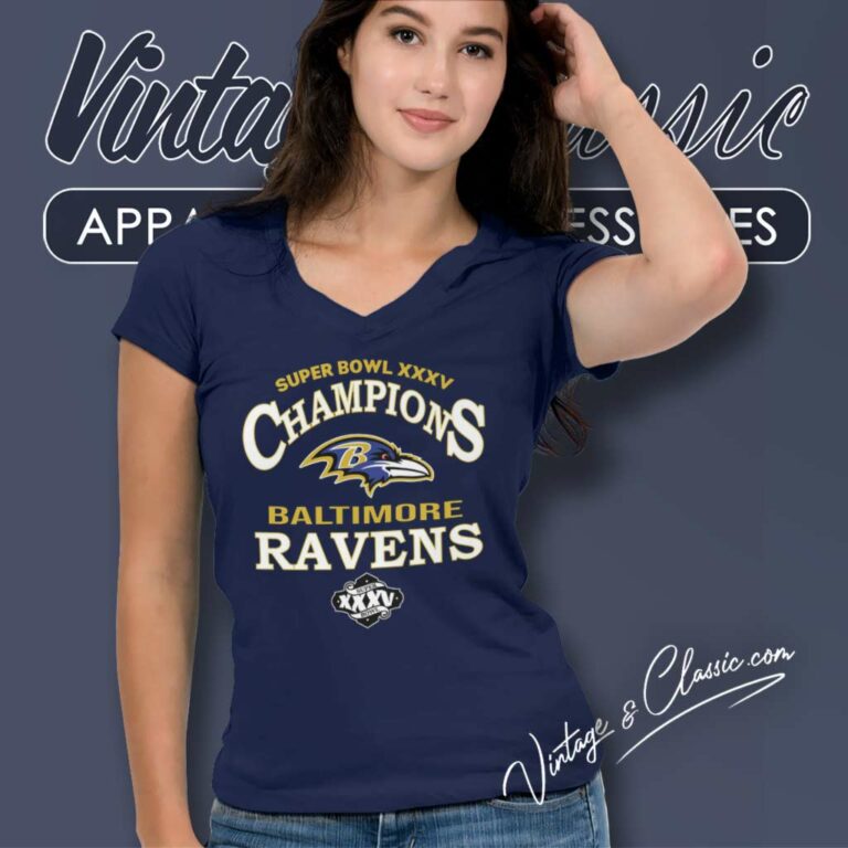 Ravens Champions Super Bowl Xxxv Nfl Baltimore V Neck TShirt Ravens Champions Super Bowl Xxxv Nfl Baltimore V Neck TShirt