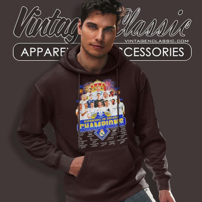 Real Madrid 2024 Supercopa De Espana Champions Signatures Hoodie Real Madrid 2024 Supercopa De Espana Champions Signatures Hoodie