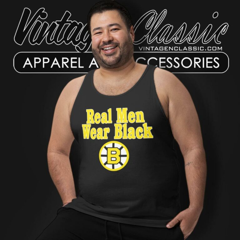 Real Men Wear Black Boston Bruins Tank Top Racerback Real Men Wear Black Boston Bruins Tank Top Racerback