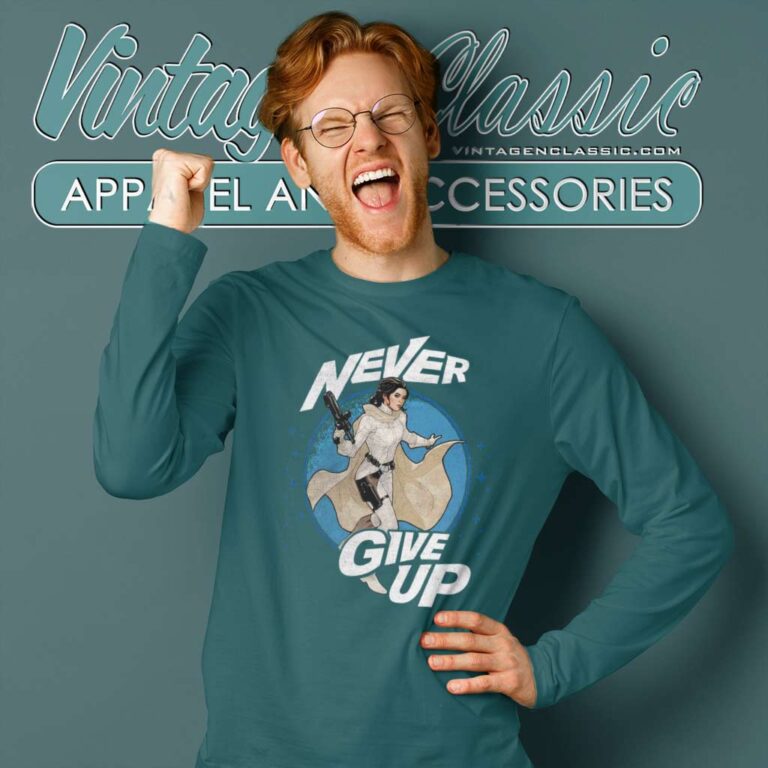 Rebel Princess Leia Never Give Up Star Wars Retro Long Sleeve Tee Rebel Princess Leia Never Give Up Star Wars Retro Long Sleeve Tee