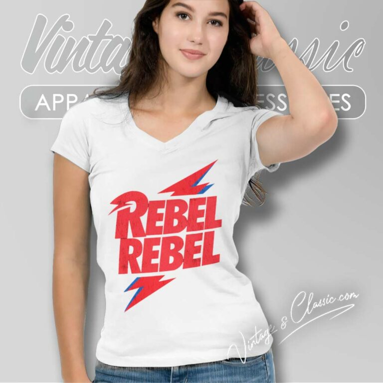 Rebel Rebel David Bowie V Neck TShirt Rebel Rebel David Bowie V Neck TShirt