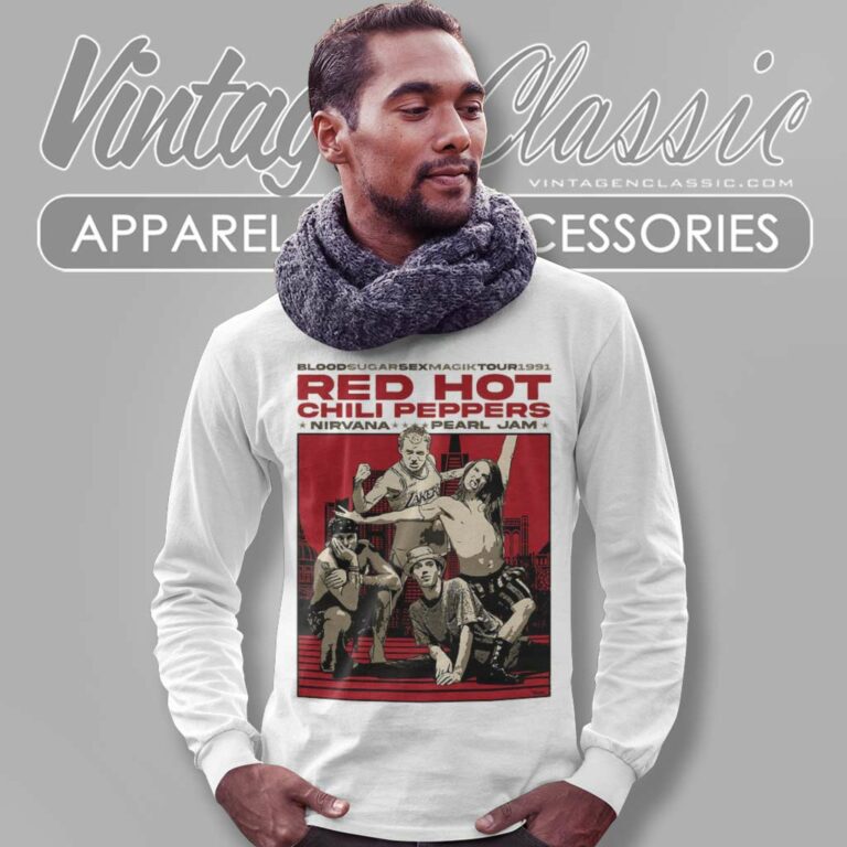 Red Hot Chili Peppers 1991 Concert Sock Poster Long Sleeve Tee Red Hot Chili Peppers 1991 Concert Sock Poster Long Sleeve Tee