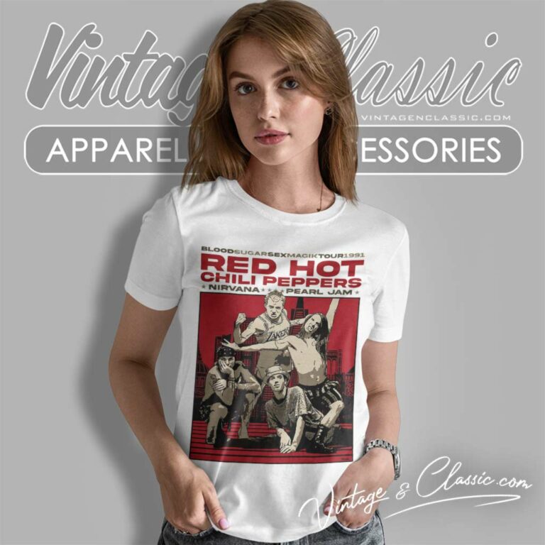 Red Hot Chili Peppers 1991 Concert Sock Poster Women TShirt Red Hot Chili Peppers 1991 Concert Sock Poster Women TShirt