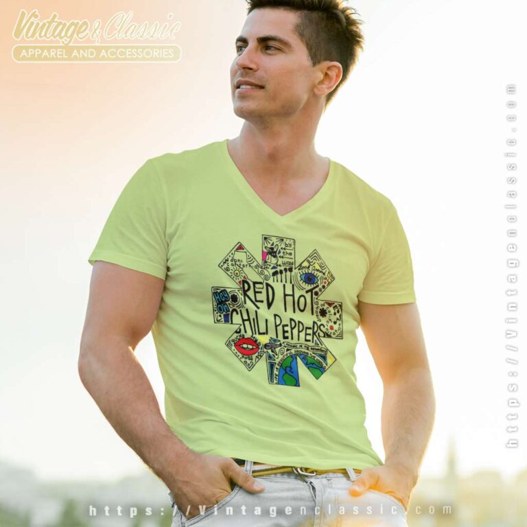 Red Hot Chili Peppers Doodle Logo V Neck TShirt Red Hot Chili Peppers Doodle Logo V Neck TShirt