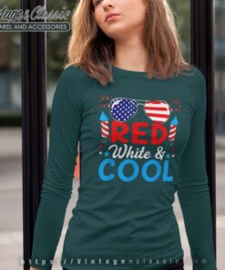 Red White And Cool 4th Of July Fireworks Long Sleeve Tee