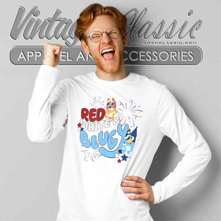Red White Bluey 4th Of July Long Sleeve Tee Red White Bluey 4th Of July Long Sleeve Tee