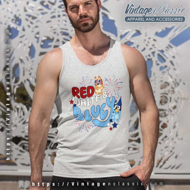 Red White Bluey 4th Of July Tank Top Racerback Red White Bluey 4th Of July Tank Top Racerback