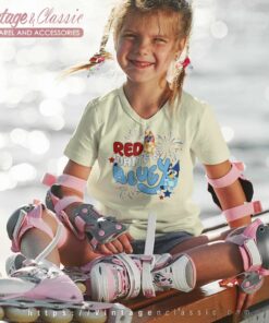 Red White Bluey 4th Of July kids Vneck