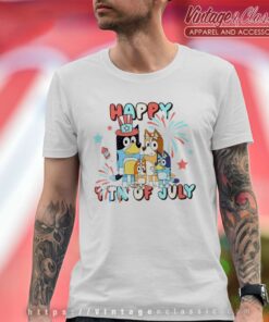 Red White Bluey Family Independence Day T Shirt