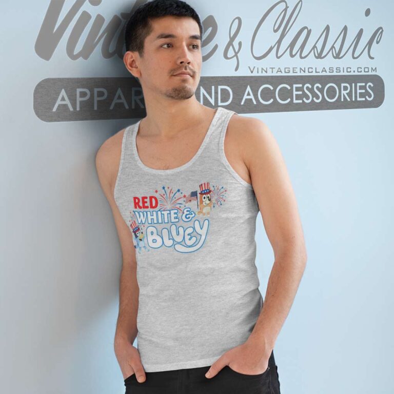 Red White Bluey Fireworks 4th July Tank Top Racerback Red White Bluey Fireworks 4th July Tank Top Racerback