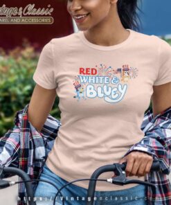 Red White Bluey Fireworks 4th July Shirt 7 Red White Bluey Fireworks 4th July Women TShirt