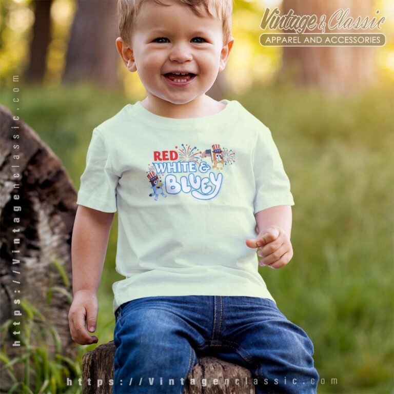 Red White Bluey Fireworks 4th July kids Tshirt Red White Bluey Fireworks 4th July kids Tshirt