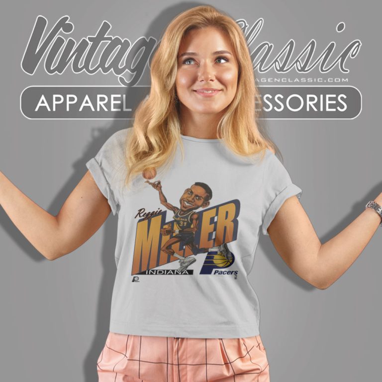 Reggie Miller Nba Basketball Caricature Indiana Pacers Women T Shirt Reggie Miller Nba Basketball Caricature Indiana Pacers Women T Shirt
