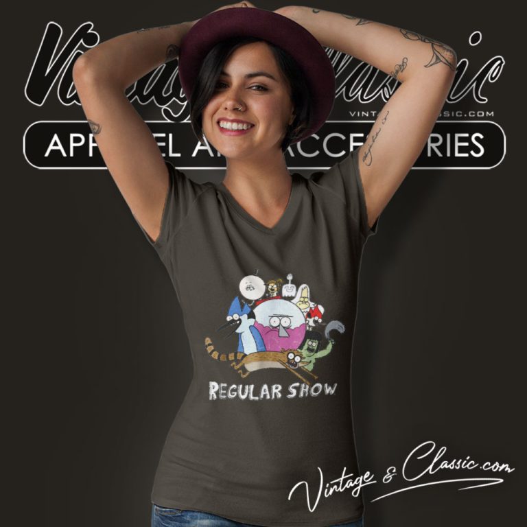 Regular Show Surrounding V Neck TShirt Regular Show Surrounding V Neck TShirt