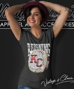 Reigning Ring Kansas City Chiefs Super Bowl Lviii Champions V Neck TShirt 1