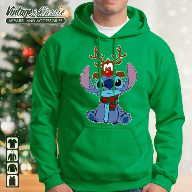 Reindeer Stitch Disney Christmas Youth Hoodie Reindeer Stitch Disney Christmas Youth Hoodie