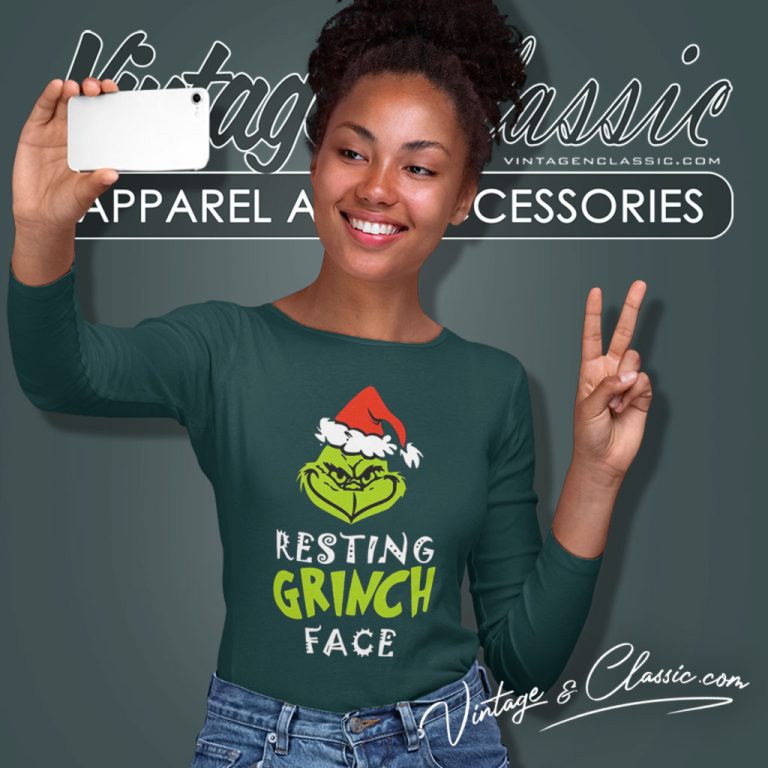 Resting Grinch Face Christmas Long Sleeve Tee Resting Grinch Face Christmas Long Sleeve Tee