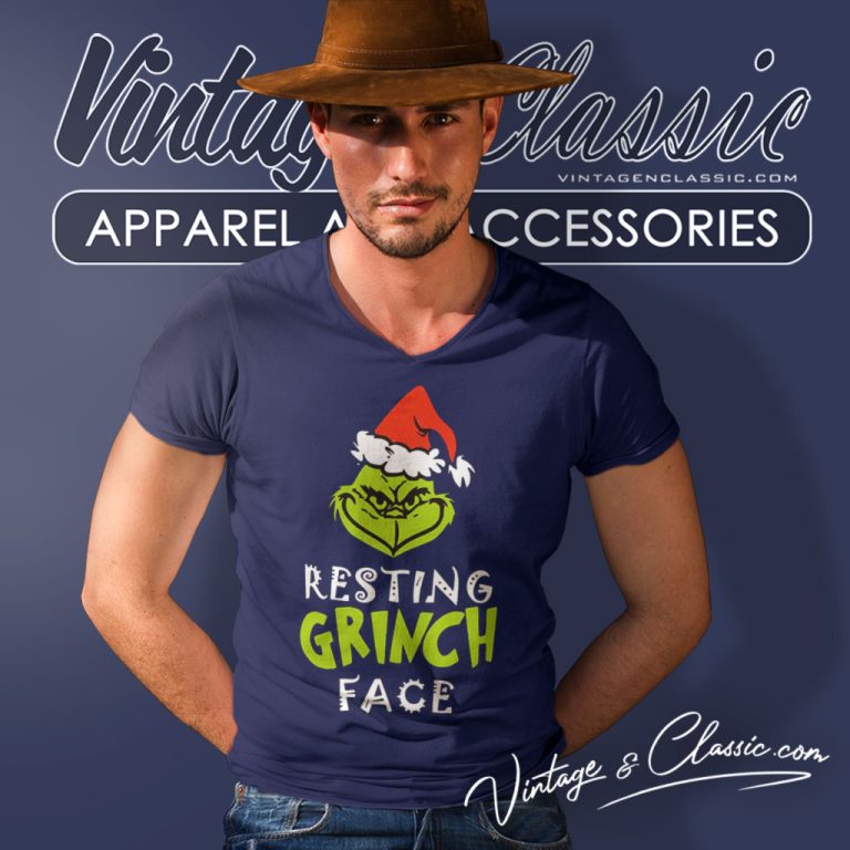 Resting Grinch Face Christmas V Neck TShirt Resting Grinch Face Christmas V Neck TShirt