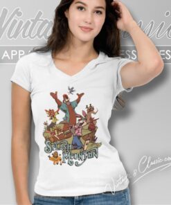 Retro Disneyland Splash Mountain Disney Characters V Neck TShirt