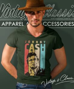 Retro Vintage Johnny Cash V Neck TShirt 1