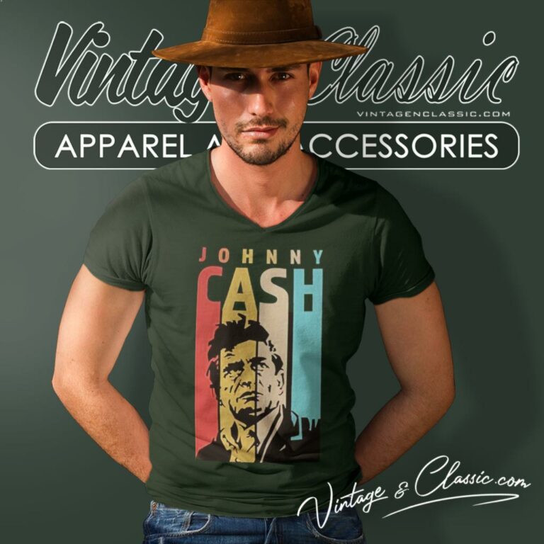 Retro Vintage Johnny Cash V Neck TShirt 1 Retro Vintage Johnny Cash V Neck TShirt 1