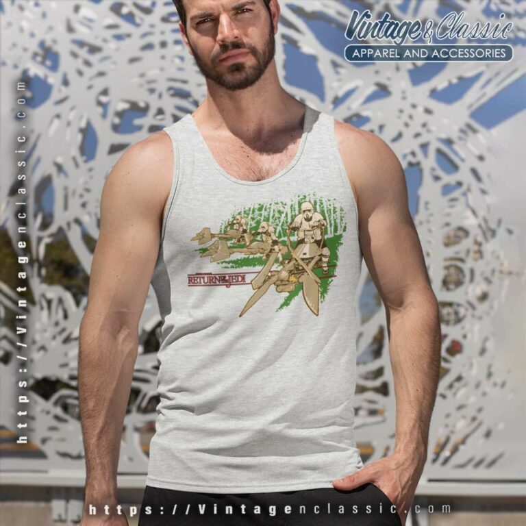 Return Of The Jedi Scout Bike Endor Star Wars Tank Top Racerback Return Of The Jedi Scout Bike Endor Star Wars Tank Top Racerback