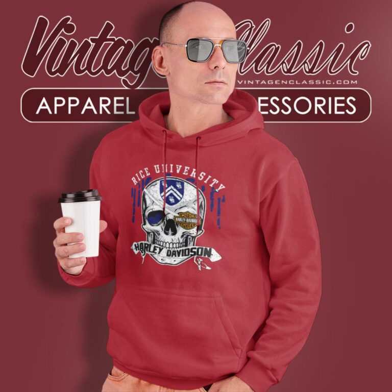 Rice University Harley Davidson Skull Hoodie Rice University Harley Davidson Skull Hoodie