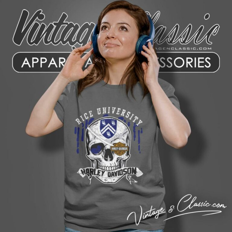 Rice University Harley Davidson Skull Women T Shirt Rice University Harley Davidson Skull Women T Shirt