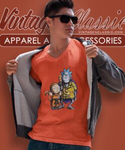 Rick And Morty As Dragon Ball Son Goku And Master Roshi V Neck TShirt