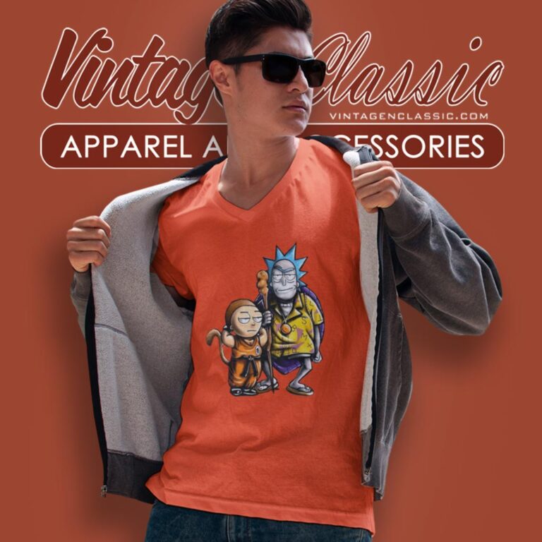 Rick And Morty As Dragon Ball Son Goku And Master Roshi V Neck TShirt Rick And Morty As Dragon Ball Son Goku And Master Roshi V Neck TShirt