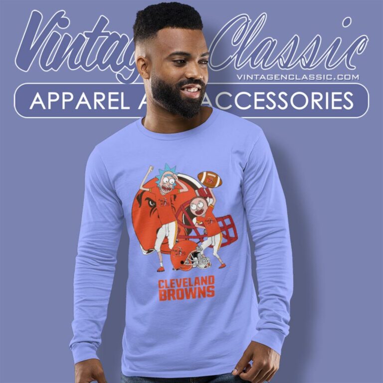 Rick And Morty Cleveland Browns Long Sleeve Tee Rick And Morty Cleveland Browns Long Sleeve Tee