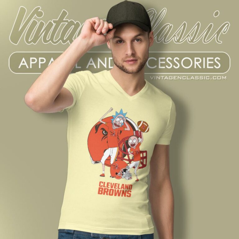 Rick And Morty Cleveland Browns V Neck TShirt Rick And Morty Cleveland Browns V Neck TShirt
