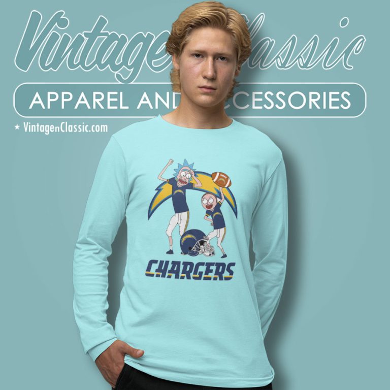 Rick And Morty Los Angeles Chargers Long Sleeve Tee Rick And Morty Los Angeles Chargers Long Sleeve Tee