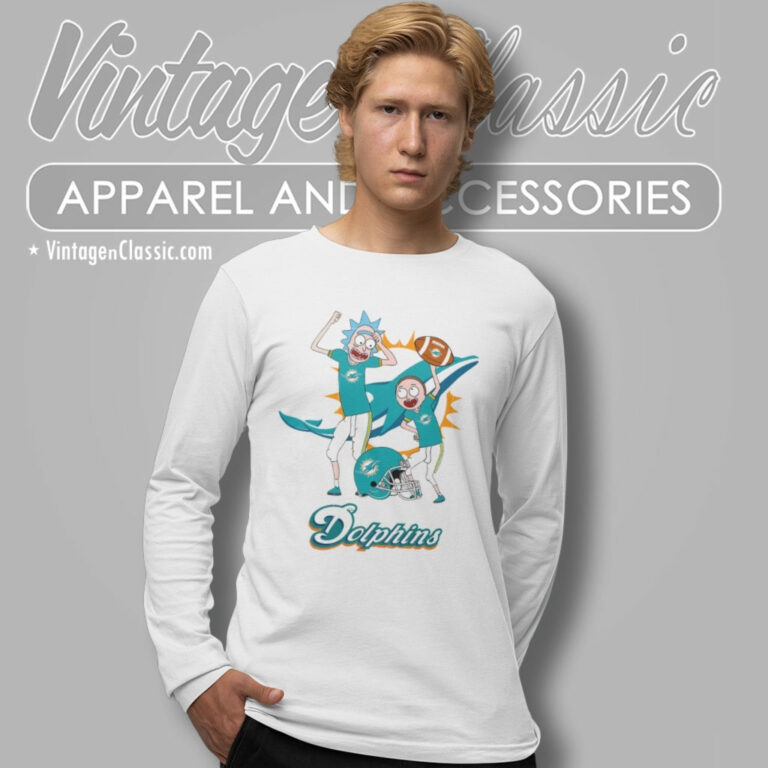 Rick And Morty Miami Dolphins Long Sleeve Tee Rick And Morty Miami Dolphins Long Sleeve Tee
