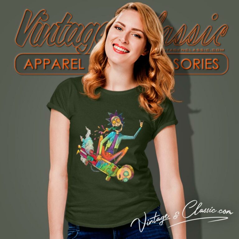 Rick And Morty Psychedelic With Skateboard Women T Shirt Rick And Morty Psychedelic With Skateboard Women T Shirt