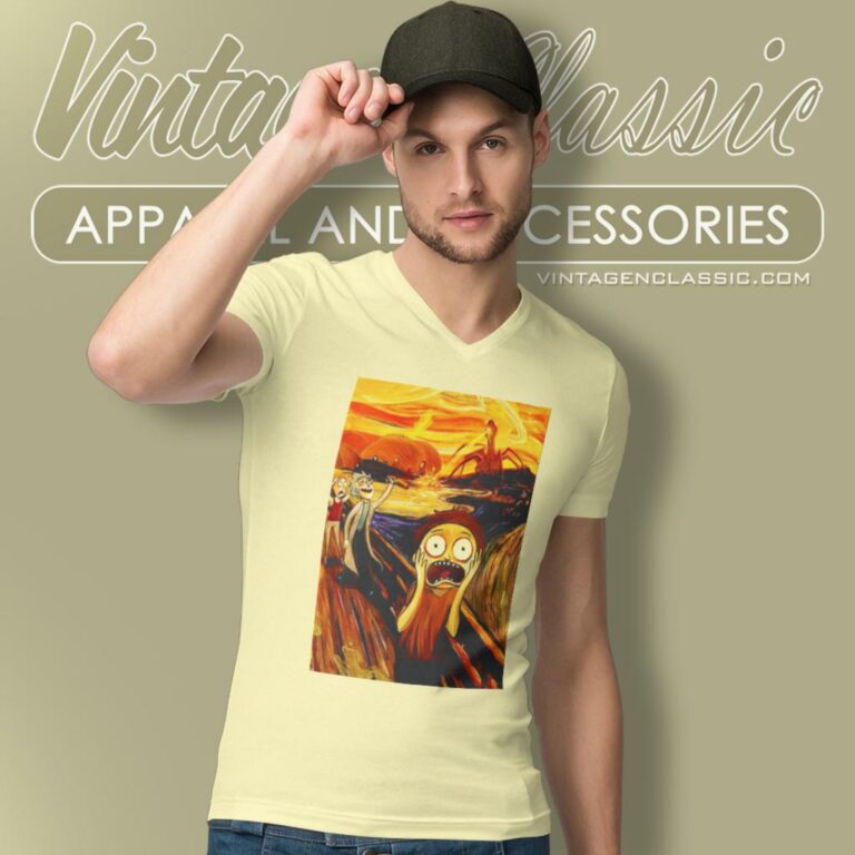 Rick And Morty The Scream Painting V Neck TShirt Rick And Morty The Scream Painting V Neck TShirt
