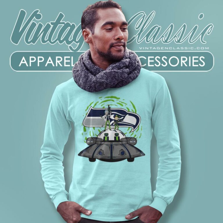 Rick Morty In Spaceship Seattle Seahawks Long Sleeve Tee Rick Morty In Spaceship Seattle Seahawks Long Sleeve Tee