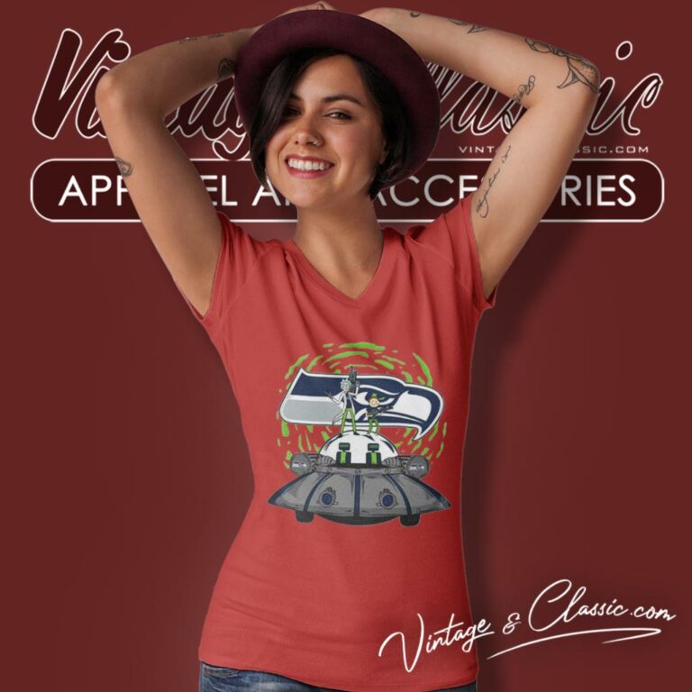 Rick Morty In Spaceship Seattle Seahawks V Neck TShirt Rick Morty In Spaceship Seattle Seahawks V Neck TShirt