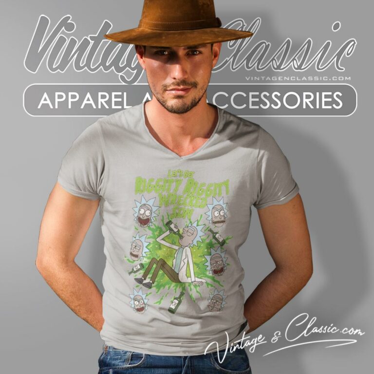 Rick Sanchez Lets Get Riggity Riggity Wrecked Son V Neck TShirt Rick Sanchez Lets Get Riggity Riggity Wrecked Son V Neck TShirt