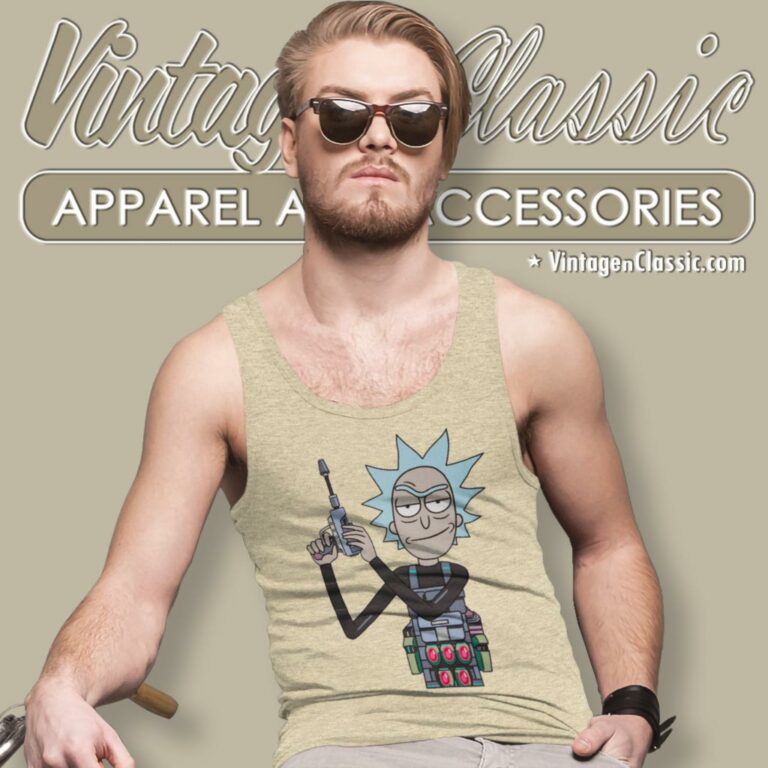 Rick With Gun Tank Top Racerback Rick With Gun Tank Top Racerback