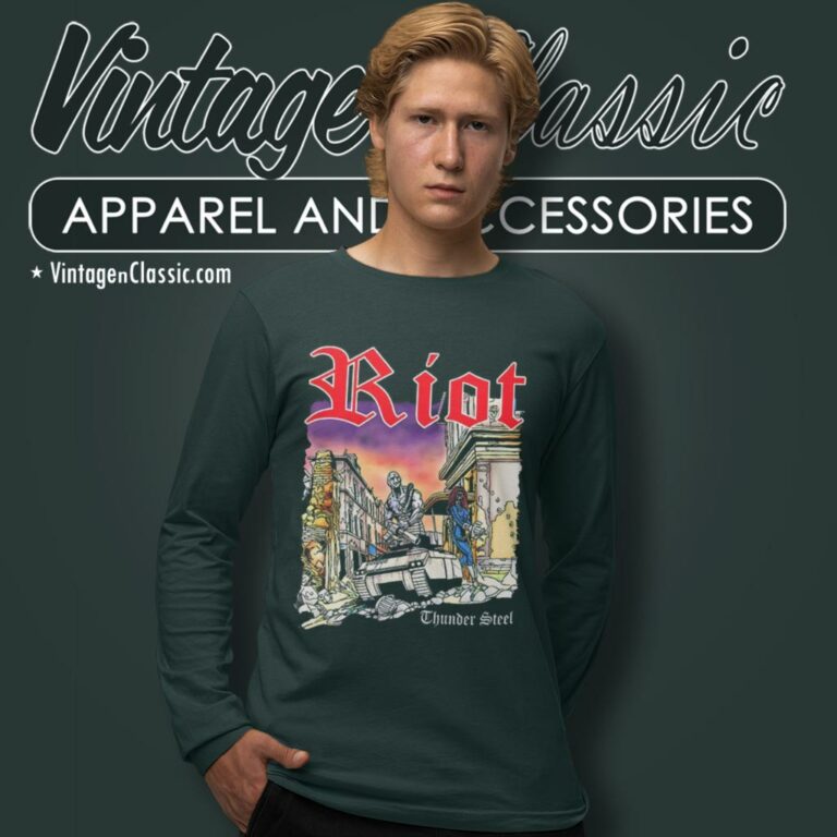 Riot V Shirt Thundersteel American Speed Metal Band Art Logo Long Sleeve Tee Riot V Shirt Thundersteel American Speed Metal Band Art Logo Long Sleeve Tee