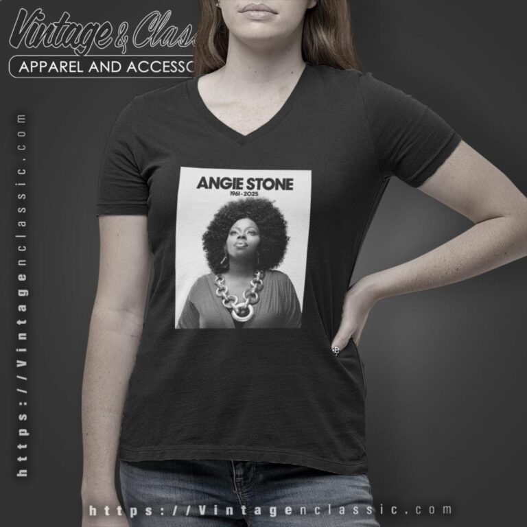 Rip Angie Stone Tribute Soul Music Rnb V Neck TShirt Rip Angie Stone Tribute Soul Music Rnb V Neck TShirt