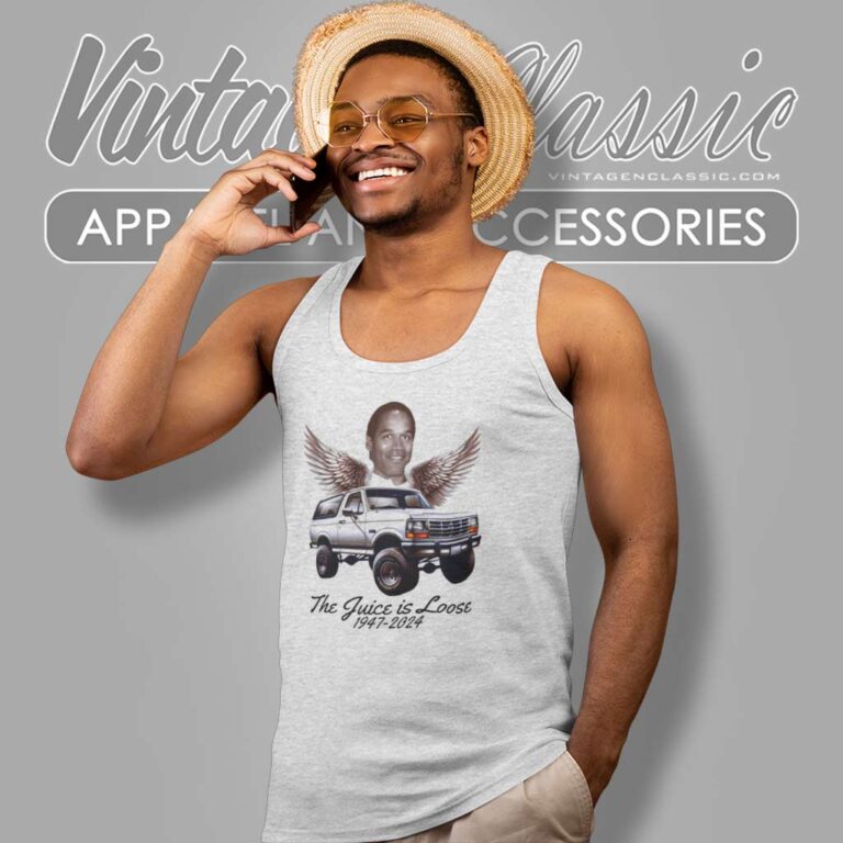 Rip Oj White Bronco With Wings The Juice Is Loose Tank Top Racerback Rip Oj White Bronco With Wings The Juice Is Loose Tank Top Racerback