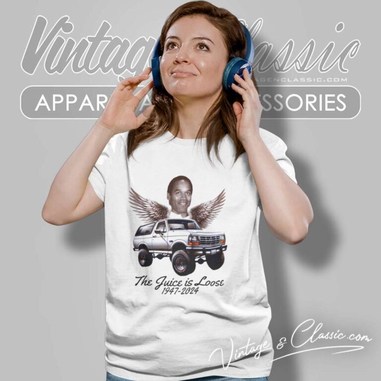 Rip Oj White Bronco With Wings The Juice Is Loose Women TShirt Rip Oj White Bronco With Wings The Juice Is Loose Women TShirt