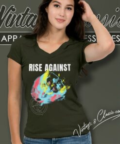 Rise Against Projecting Skull V Neck TShirt