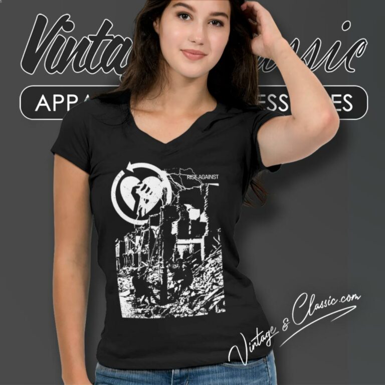 Rise Against Tear Down V Neck TShirt Rise Against Tear Down V Neck TShirt