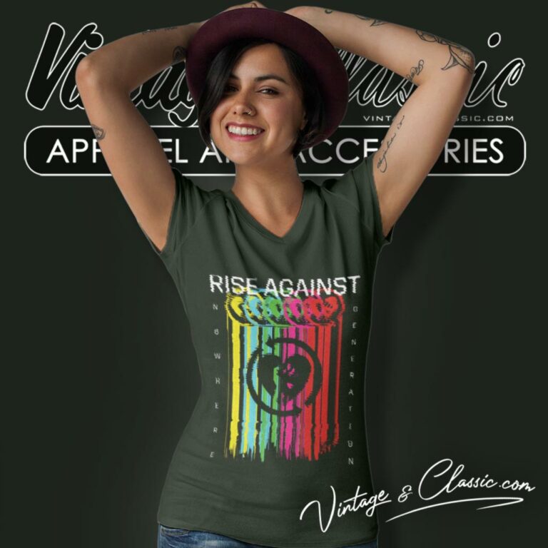 Rise Against Tv Static V Neck TShirt Rise Against Tv Static V Neck TShirt