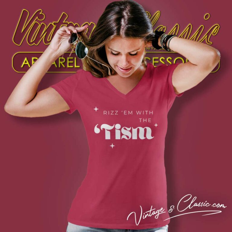 Rizz Em With The Tism Shirt Autism Autistic Gift V Neck TShirt Rizz Em With The Tism Shirt Autism Autistic Gift V Neck TShirt