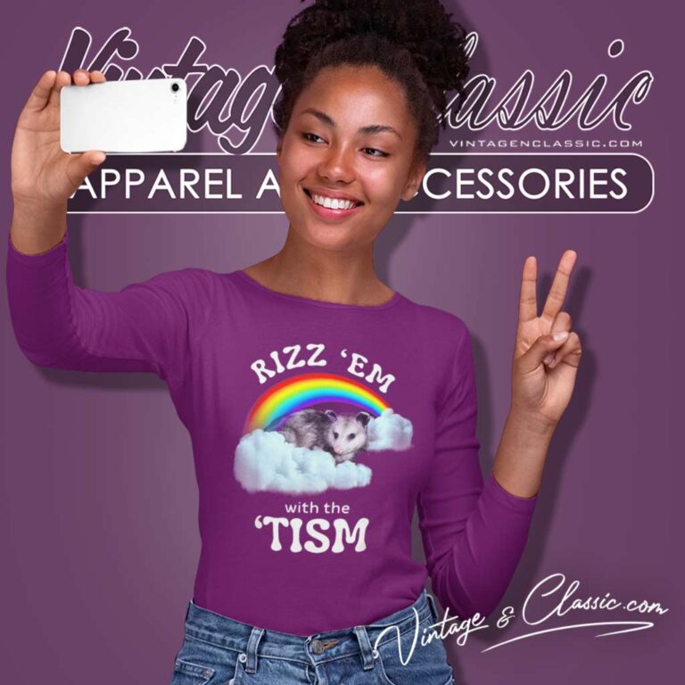 Rizz Em With The Tism Shirt Rainbow Autism Long Sleeve Tee Rizz Em With The Tism Shirt Rainbow Autism Long Sleeve Tee